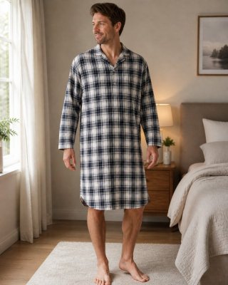 Billig nattskjorta i flanell med rutmönster. Stor säljare året om!