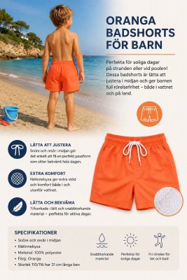 Badshorts barn Tomas orange