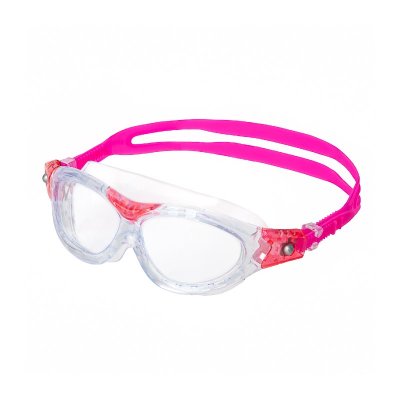 Simmask/simglasögon barn rosa med klart glas 6-10år från Aquarapid. Passar bra till simskolan och semestern.