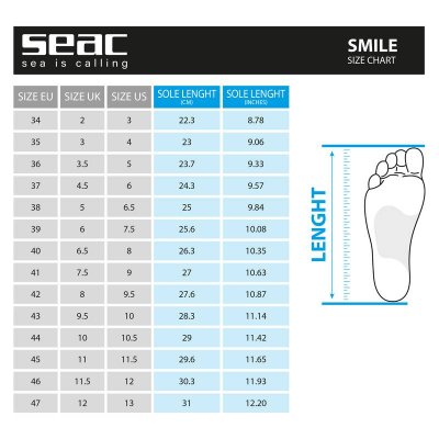 SEAC Smile badsko med halksäker gummisula, lätt och bekväm för strand, pool och vattensport