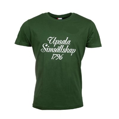 Grön klubb t-shirt vuxen med tryck Upsala Simsällskap. Passar till simskolan och simträning men även tävling