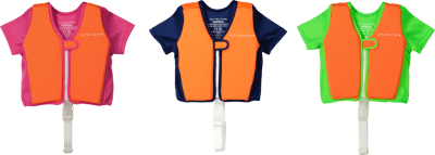 Simväst barn 1-2 år, 2-4 år eller 4-6 år orange/grön - Strooem